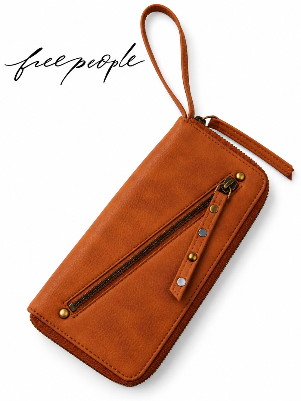 FREE PEOPLE Distressed Vegan Wallet in Cognac/Brown, MSRP $58